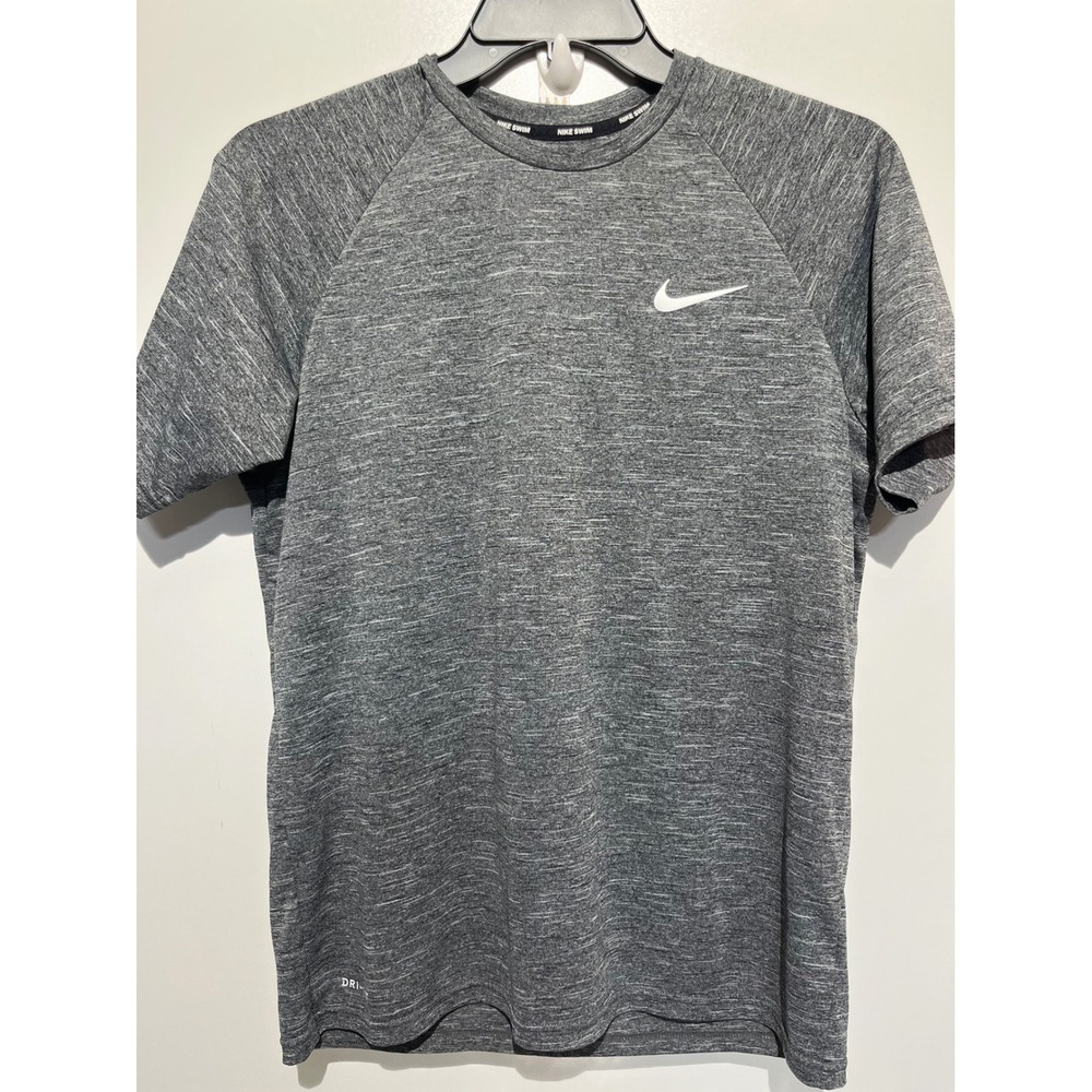 Nike Swim Dri-FIT Mens Gray Heathered Short Sleeve Rash Guard UPF‎ 40+ Size M